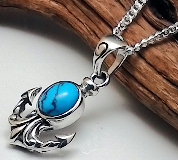 碇型 ターコイズネックレス シルバー ネックレス メンズ PG192c8